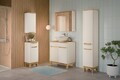 Set mobiler baie, dulap cu lavoar, 80 cm Wotan Cloud, Bali Cashmere, Comad, MDF/PAL laminat, casmir mat