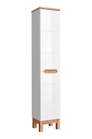 Dulap inalt cu usi, Bali White, Comad, 35x33x187 cm, MDF/PAL laminat, alb lucios/alb mat