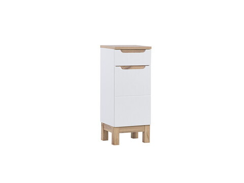 Dulapior cu 1 usa si 1 sertar, Bali White, Comad, 35x33x86 cm, MDF/PAL laminat, alb lucios/alb mat