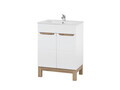 Set dulap de baie cu lavoar si sifon, 60 cm Lava, Bali White, Comad, MDF/PAL laminat, alb lucios/alb