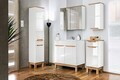 Set dulap de baie cu lavoar si sifon, 80 cm Lava, Bali White, Comad, MDF/PAL laminat, alb lucios/alb