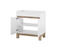 Set dulap de baie cu lavoar si sifon, 80 cm Lava, Bali White, Comad, MDF/PAL laminat, alb lucios/alb