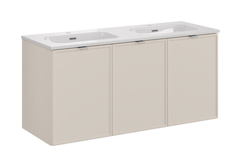 Set mobilier baie, dulap cu lavoar dublu, 120 cm, Bella Cashmere, Comad, MDF/PAL laminat, casmir mat