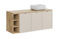Set mobilier baie, dulap dublu cu lavoar, 140 cm Artisan Un Nika, Bella Cashmere, Comad, MDF/PAL laminat, casmir mat