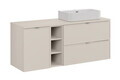 Set mobilier baie, dulap, cos de rufe integrat si lavoar, 140 cm Trust, Bella Cashmere, Comad, MDF/PAL laminat, casmir mat