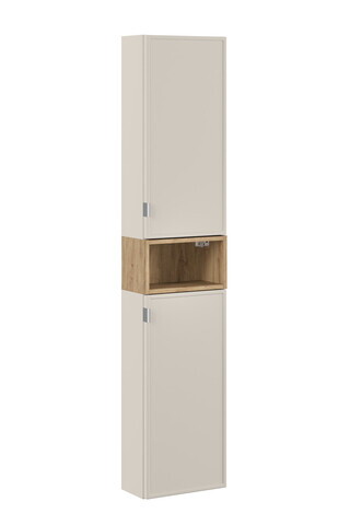 Set dulap suspendat pentru baie, 120 cm, Bella Cashmere, Comad, MDF/PAL laminat, casmir mat/stejar artisan