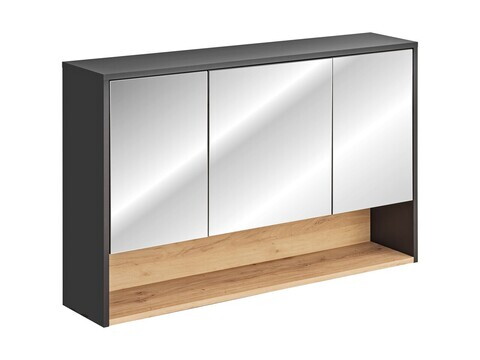 Cabinet cu oglinda si 3 usi, Borneo Cosmos, Comad, 120x25x75 cm, PAL laminat, gri