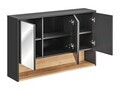 Cabinet cu oglinda si 3 usi, Borneo Cosmos, Comad, 120x25x75 cm, PAL laminat, gri
