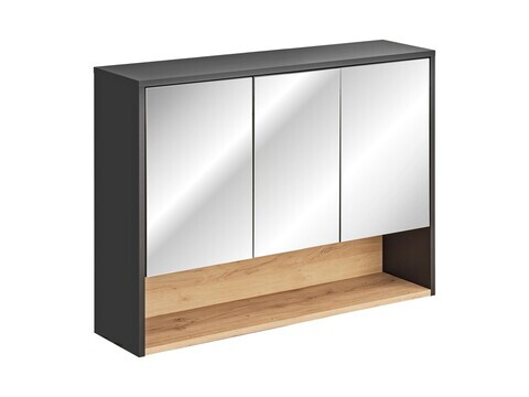 Cabinet cu oglinda si 3 usi, Borneo Cosmos, Comad, 100x25x75 cm, PAL laminat, gri