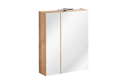 Cabinet cu oglinda si 2 usi, Capri Oak, Comad, 60x16x75 cm, PAL laminat, stejar craft gold