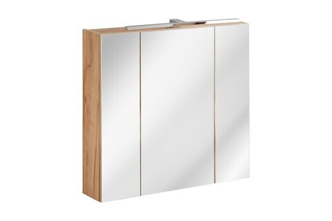 Cabinet cu oglinda si 3 usi, Capri Oak, Comad, 80x16x75 cm, PAL laminat, stejar craft gold