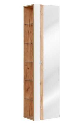 Dulap inalt cu usa, cu fixare pe perete, Capri White, Comad, 45x33x170 cm, MDF/PAL laminat, alb lucios