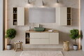 Set mobilier baie, dulap, cos de rufe integrat si lavoar, 120 cm, Dalia Cashmere Cremona, Comad, MDF/PAL laminat, casmir mat