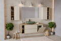 Set mobilier baie, dulap, cos de rufe integrat si lavoar, 120 cm, Dalia Cashmere Cremona, Comad, MDF/PAL laminat, casmir mat