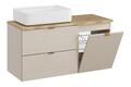 Set mobilier baie, dulap, cos de rufe integrat si lavoar, 100 cm, Dalia Cashmere Cremona, Comad, MDF/PAL laminat, casmir mat