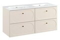 Set mobilier baie, dulap dublu si lavoar dublu, 120 cm, Donna Sand, Comad, MDF/PAL laminat, nisipiu