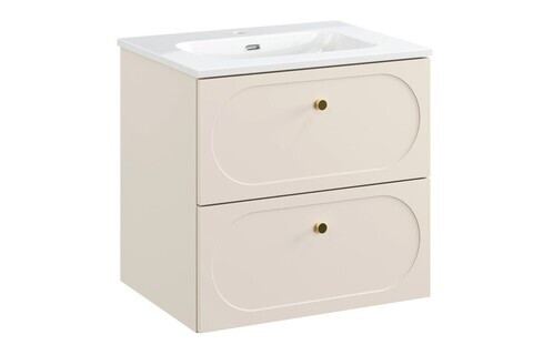 Set dulap de baie cu lavoar, 60 cm, Donna Sand, Comad, MDF/PAL laminat, nisipiu