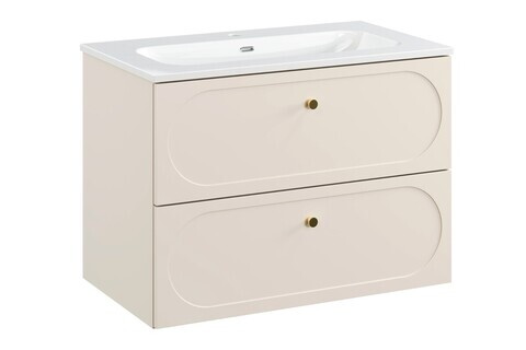 Set dulap de baie cu lavoar, 80 cm, Donna Sand, Comad, MDF/PAL laminat, nisipiu