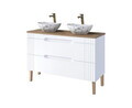 Set mobilier baie, dulap dublu si 2 lavoare, 120 cm, Fiji White, Comad, MDF/PAL laminat, alb
