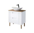 Set mobiler baie, dulap cu lavoar, 80 cm, Fiji White, Comad, MDF/PAL laminat, alb