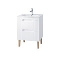 Set dulap de baie cu lavoar si sifon, 60 cm Lava, Fiji White, Comad, MDF/PAL laminat, alb