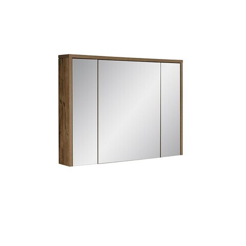 Cabinet cu oglinda si 3 usi, Hampton, Comad, 100x16x75 cm, PAL laminat, stejar huton
