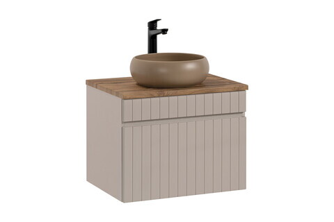 Set mobiler baie, dulap cu lavoar, 60 cm Wiki, Iconic Cashmere, Comad, MDF/PAL laminat, casmir mat