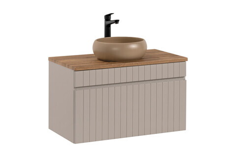 Set mobiler baie, dulap cu lavoar, 80 cm Wiki, Iconic Cashmere, Comad, MDF/PAL laminat, casmir mat