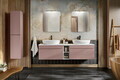 Set mobilier baie, dulap dublu si 2 lavoare, 180 cm, Iconic Rose, Comad, MDF/PAL laminat, roz antic/alb