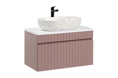 Set mobiler baie, dulap cu lavoar, 80 cm, Iconic Rose, Comad, MDF, roz antic