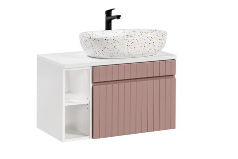 Set mobiler baie, dulap cu lavoar, 80 cm, Iconic Rose, Comad, MDF/PAL laminat, alb