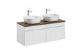 Set mobilier baie, dulap dublu si 2 lavoare, 120 cm, Iconic White, Comad, MDF/PAL laminat, alb/stejar santa fe vintage