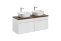 Set mobilier baie, dulap dublu si 2 lavoare, 160 cm, Iconic White, Comad, MDF/PAL laminat, alb/stejar santa fe vintage