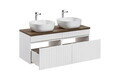 Set mobilier baie, dulap dublu si 2 lavoare, 160 cm, Iconic White, Comad, MDF/PAL laminat, alb/stejar santa fe vintage