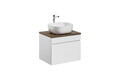 Set mobiler baie, dulap cu lavoar, 60 cm, Iconic White, Comad, MDF/PAL laminat, alb/stejar santa fe vintage