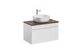 Set mobiler baie, dulap cu lavoar, 80 cm, Iconic White, Comad, MDF/PAL laminat, alb/stejar santa fe vintage