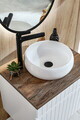 Set mobiler baie, dulap cu lavoar, 80 cm, Iconic White, Comad, MDF/PAL laminat, alb/stejar santa fe vintage