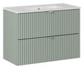 Set dulap de baie cu lavoar, 80 cm S Dance, Line Reed Green, Comad, MDF/PAL laminat, verde reed