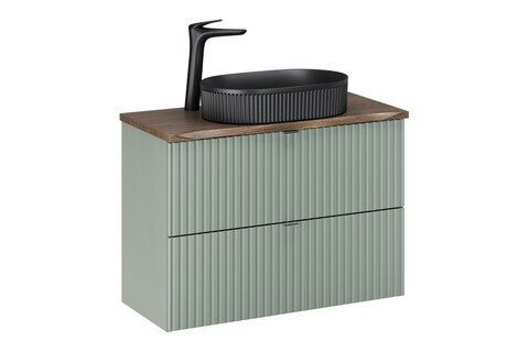 Set mobiler baie, dulap cu lavoar, 80 cm Beyond, Line Reed Green, Comad, MDF/PAL laminat, verde reed
