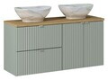 Set mobilier baie, dulap dublu si 2 lavoare, 120 cm, Line Reed Green Oak, Comad, MDF/PAL laminat, verde reed