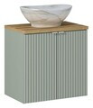 Set mobiler baie, dulap cu lavoar, 60 cm D Un Pati, Line Reed Green Oak, Comad, MDF/PAL laminat, verde reed