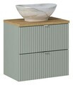 Set mobiler baie, dulap cu lavoar, 60 cm S Un Pati, Line Reed Green Oak, Comad, MDF/PAL laminat, verde reed