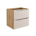 Set mobilier baie, dulap dublu si 2 lavoare, 120 cm S Un Cloud, Luxor Beige, Comad, MDF/PAL laminat, stejar