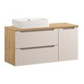 Set mobilier baie, dulap dublu cu lavoar, 120 cm S Un Trust , Luxor Beige, Comad, MDF/PAL laminat, stejar