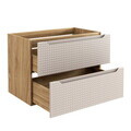 Set mobilier baie, dulap dublu cu lavoar, 120 cm S Un Trust , Luxor Beige, Comad, MDF/PAL laminat, stejar