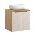 Set mobiler baie, dulap cu lavoar, 60 cm D Un Nika, Luxor Beige, Comad, MDF/PAL laminat, stejar
