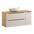Set mobilier baie, dulap dublu cu lavoar, 90 cm Cloud, Luxor Beige, Comad, MDF/PAL laminat, stejar