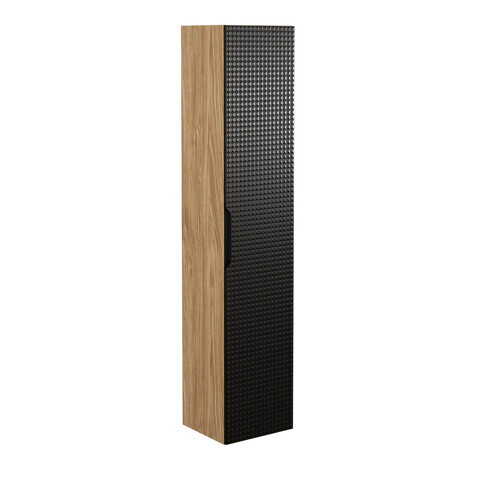 Dulap inalt cu usa, cu fixare pe perete, Luxor Black, Comad, 35x33x170 cm, MDF/PAL laminat, negru mat/stejar