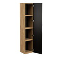 Dulap inalt cu usa, cu fixare pe perete, Luxor Black, Comad, 35x33x170 cm, MDF/PAL laminat, negru mat/stejar