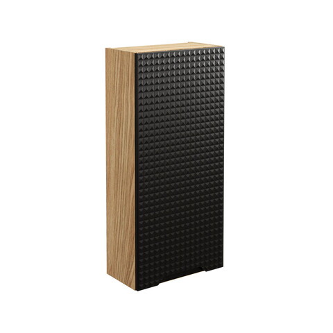 Dulap suspendat cu 1 usa, Luxor Black, Comad, 35x19x75 cm, MDF/PAL laminat, negru mat/stejar